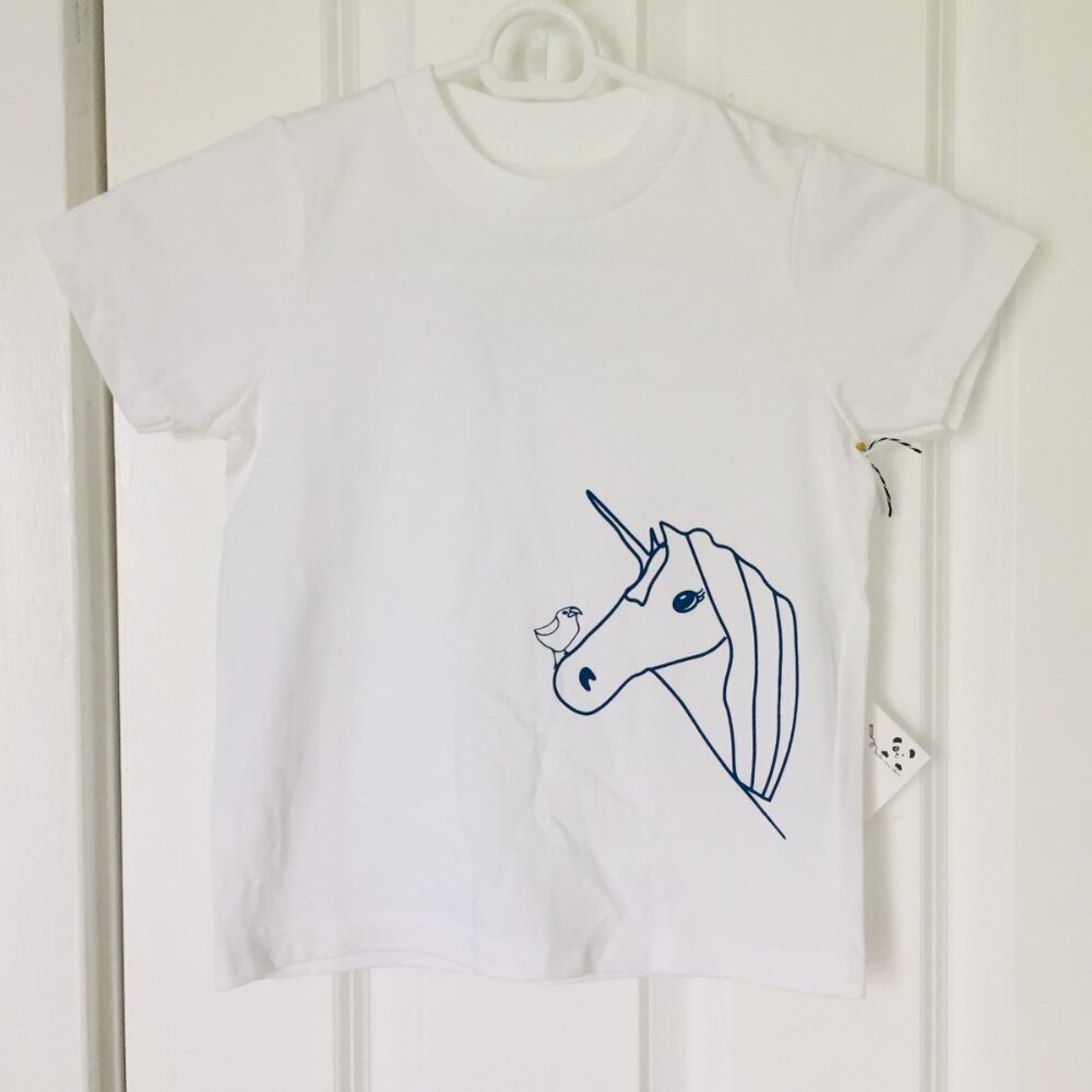 New Organic Kids and Toddler Unisex T-Shirts, Hand Drawn Unicorn Bird Design